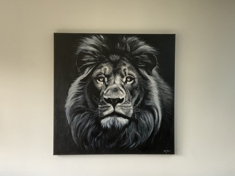 An original Lion painting by Iona Moran