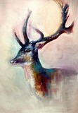 An original painting of a stag